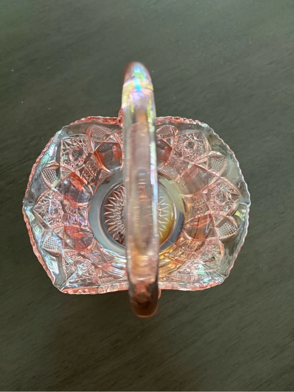Vintage L.E. Smith Carnival Glass Basket